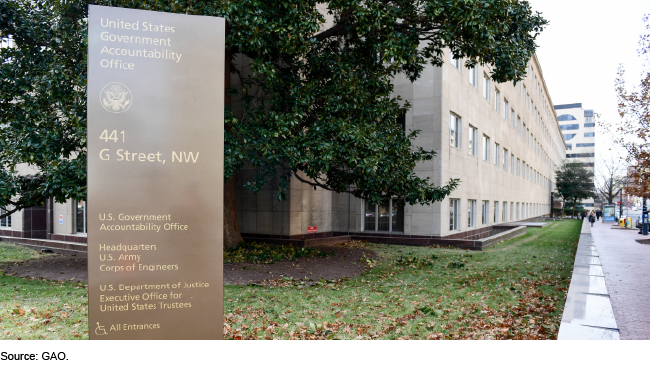 The outside of GAO's headquarter building in Washington, D.C. 