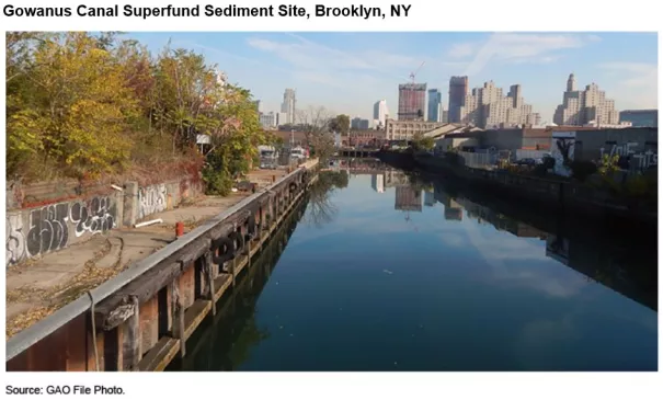Photo showing the Gowanus Canal Superfund Sediment Site in Brooklyn, NY.